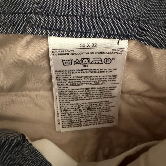 Banana Republic Fulton Skinny Chino Pants Men 33x32 White Ivory Stretch Cotton - Picture 10 of 12